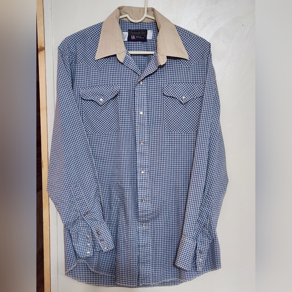 Men's Western Pearl Snap Shirt Size Large